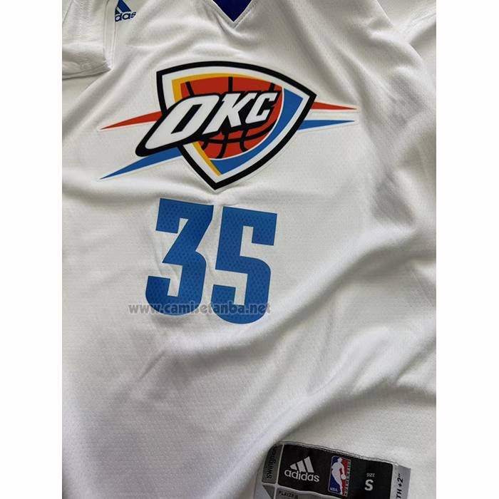 Camiseta Manga Corta Oklahoma City Thunder Kevin Durant NO 35 Blanco